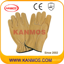 Industrial Safety Yellow Cowhide Grain Leather Driver Work Gloves (12204)